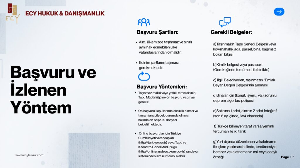 yabancıların taşınmaz satın alışı için başvuru süreci nasıl nereden başvuru yapılır tapu müdürlüğü